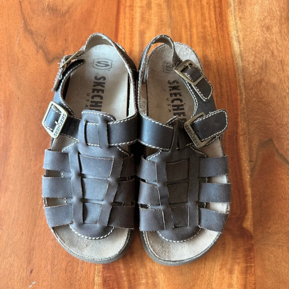 Sketcher's Men's Y2K Vintage Chunky Brown Leather Fisherman Sandal Size 11